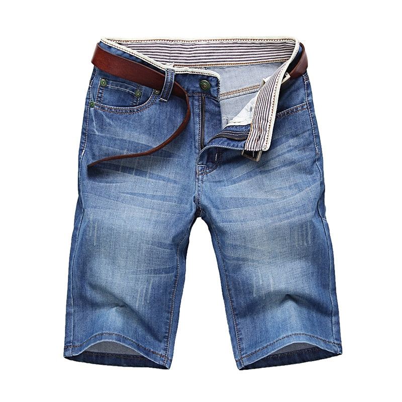 Solida Jeansshorts För Män