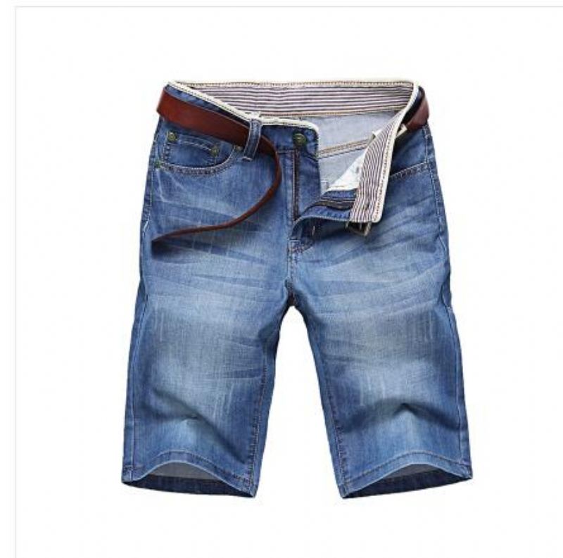 Solida Jeansshorts För Män