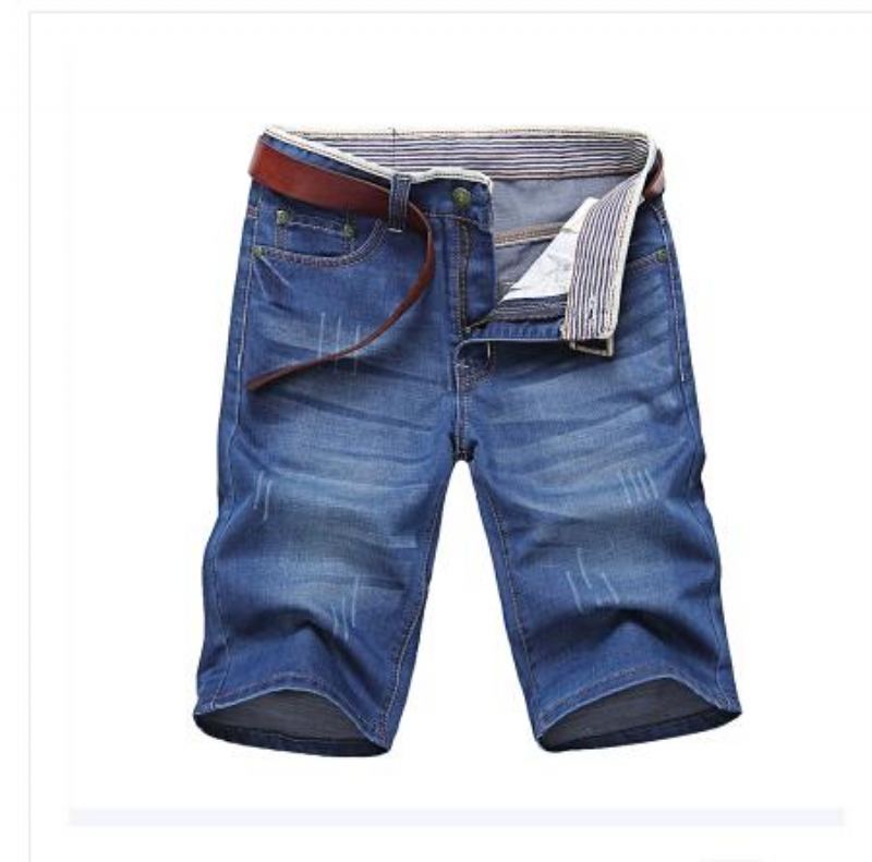 Solida Jeansshorts För Män