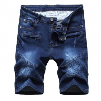 Tvättade Shorts Med Fem Punkts Blixtlås Jeans