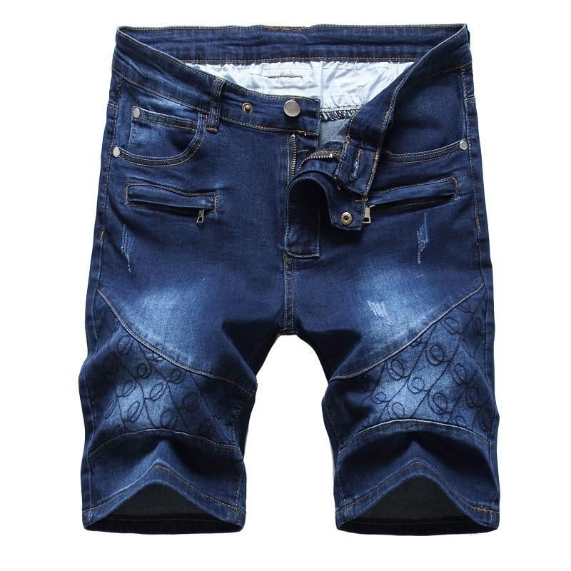 Tvättade Shorts Med Fem Punkts Blixtlås Jeans