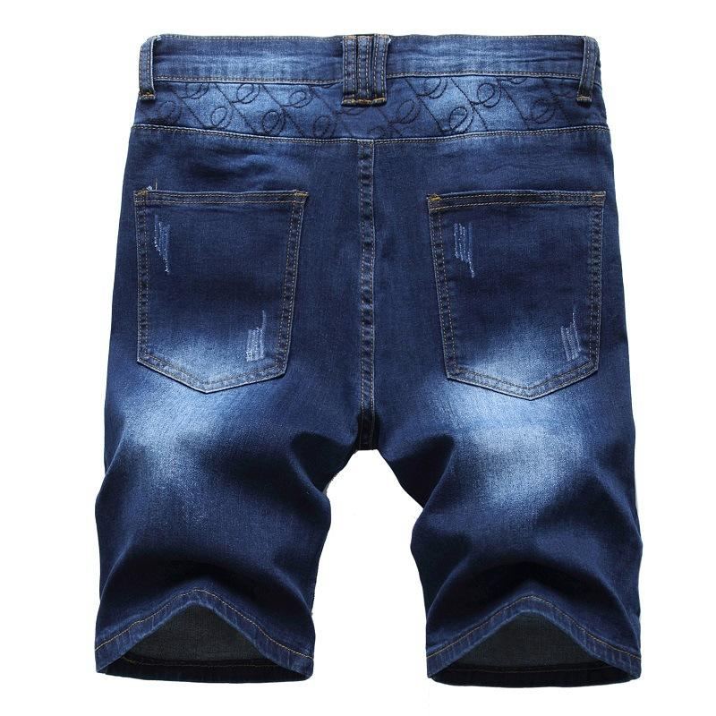 Tvättade Shorts Med Fem Punkts Blixtlås Jeans