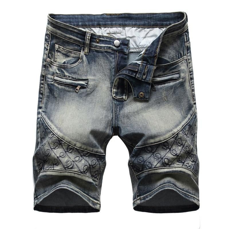 Tvättade Shorts Med Fem Punkts Blixtlås Jeans