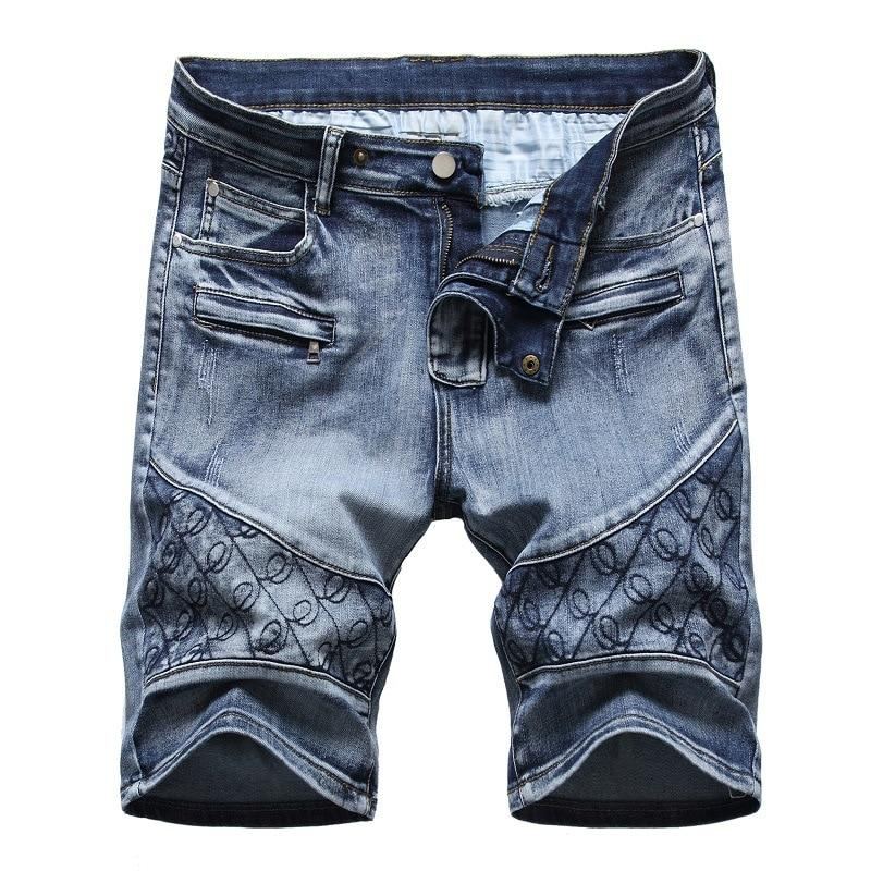 Tvättade Shorts Med Fem Punkts Blixtlås Jeans