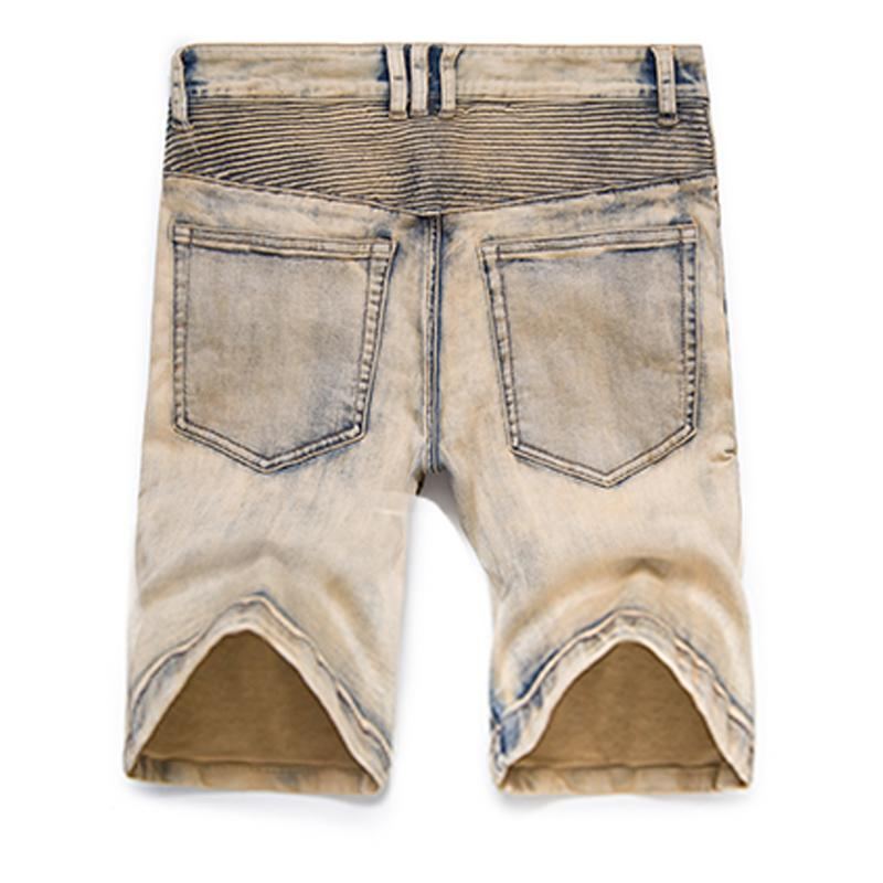 Veckade Motorjeansshorts