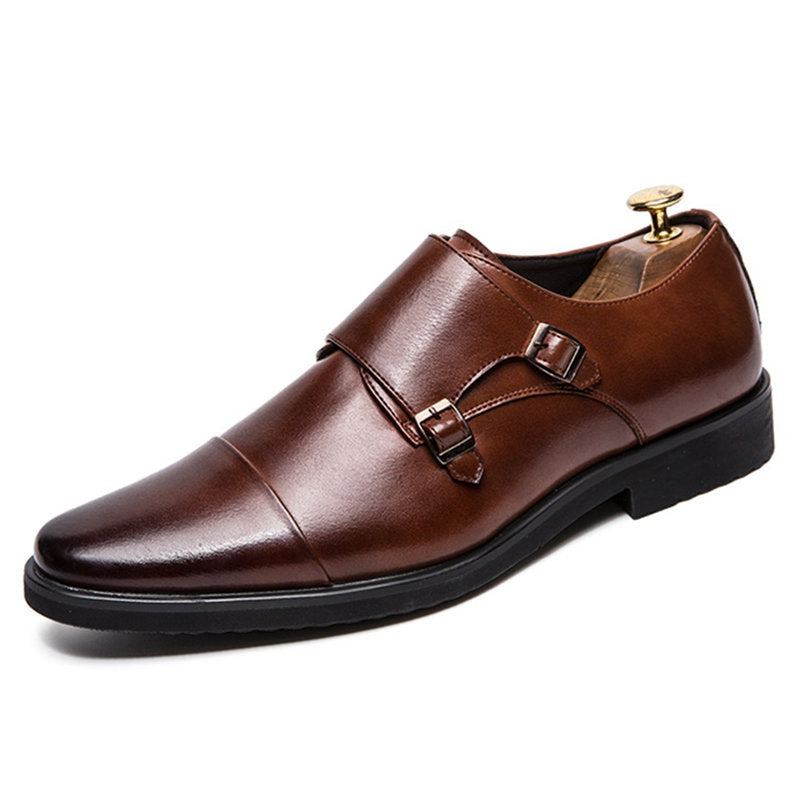 Dubbel Monk Strap Oxford Leather Dress Shoes