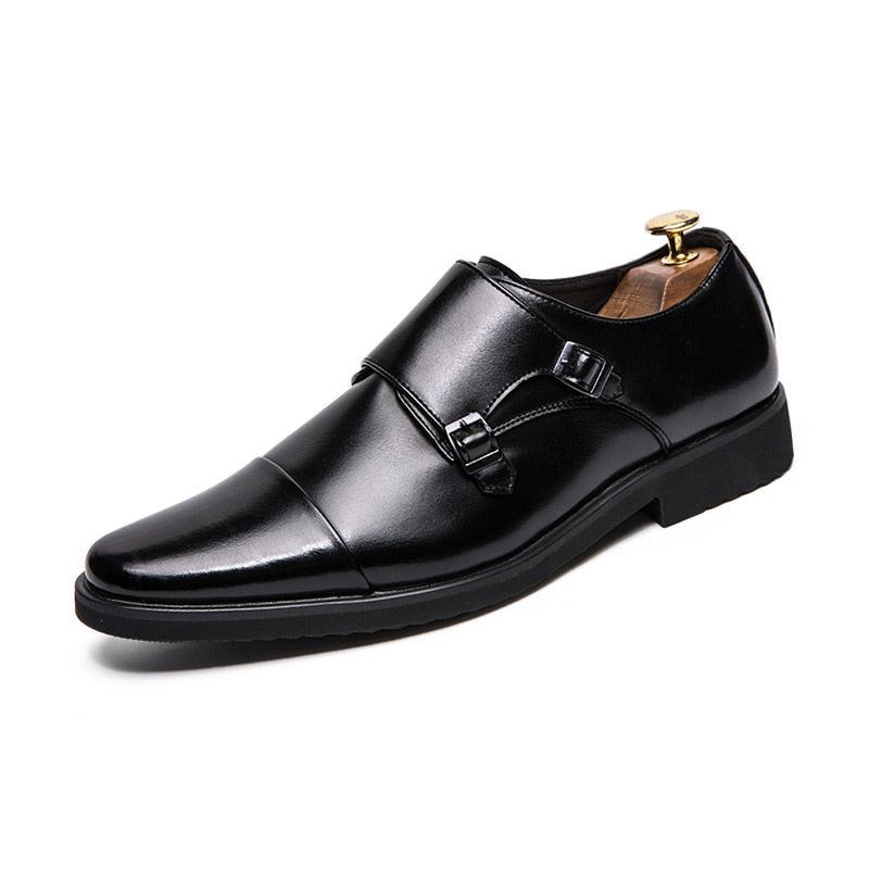 Dubbel Monk Strap Oxford Leather Dress Shoes