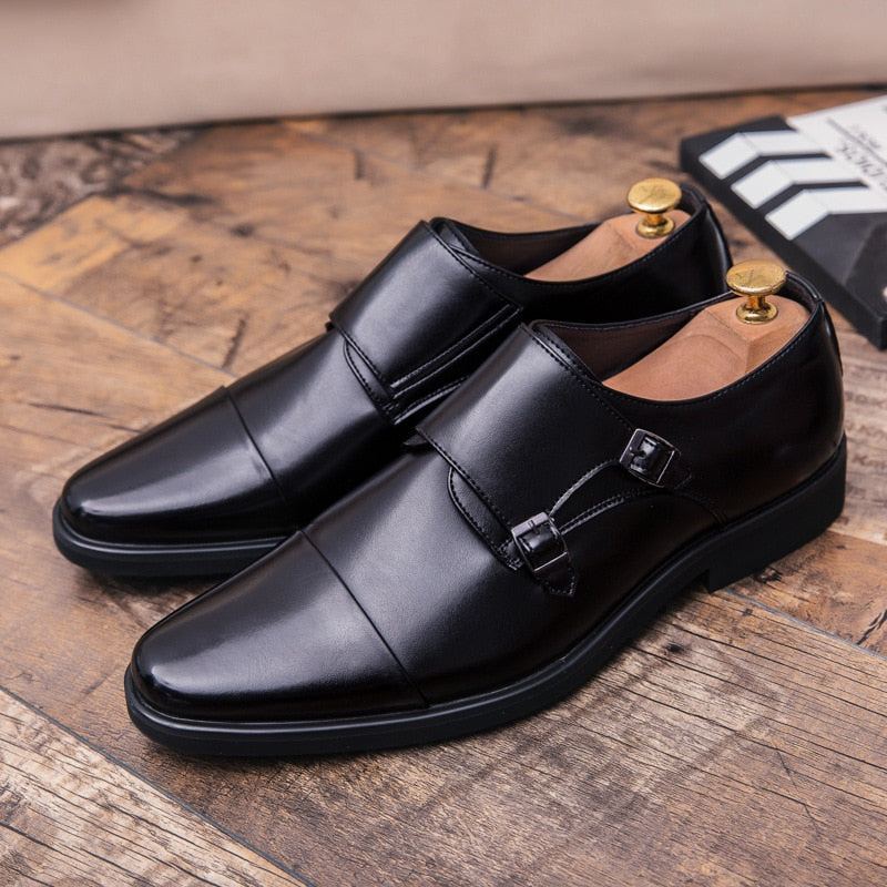 Dubbel Monk Strap Oxford Leather Dress Shoes