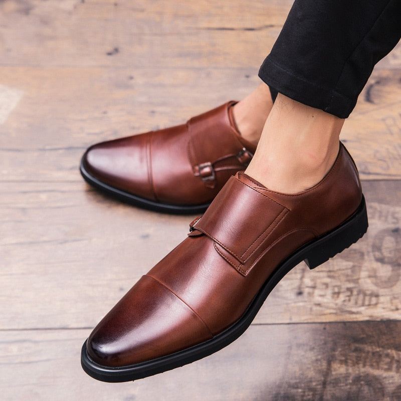 Dubbel Monk Strap Oxford Leather Dress Shoes