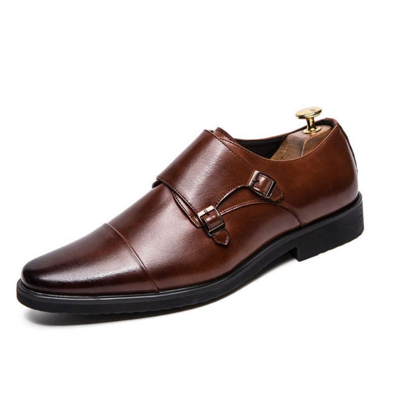 Dubbel Monk Strap Oxford Leather Dress Shoes