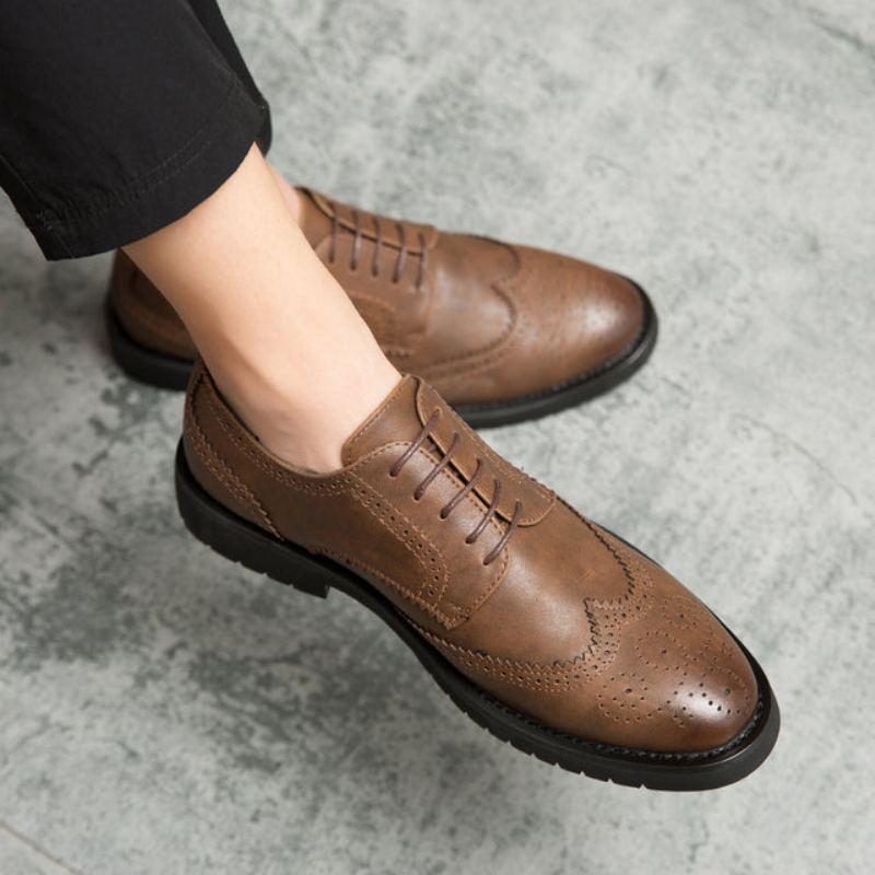 Män Brogue Brittiska Casual Leather Dress Shoes