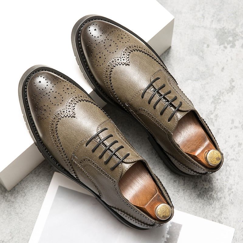 Män Brogue Brittiska Casual Leather Dress Shoes