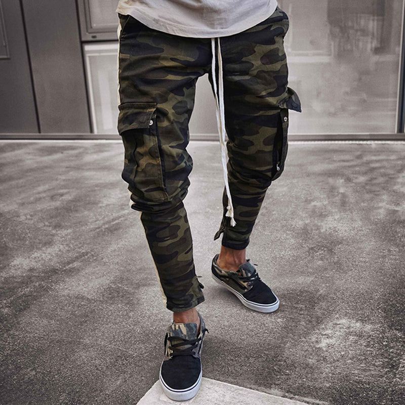 Side Stripe Camo Streetwear Joggingbyxor