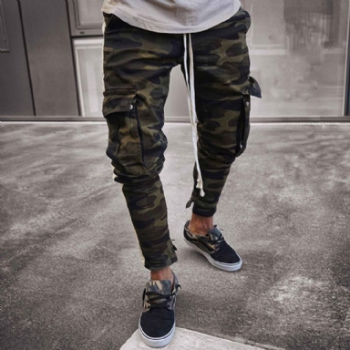 Side Stripe Camo Streetwear Joggingbyxor