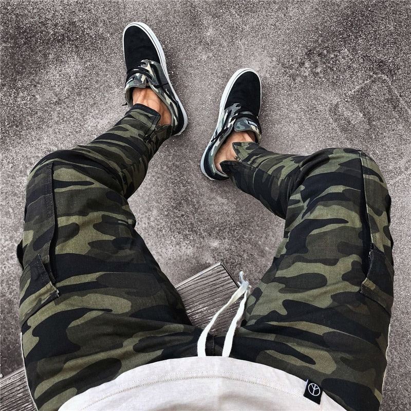 Side Stripe Camo Streetwear Joggingbyxor